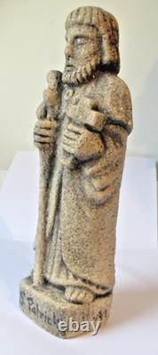 Ancienne rare Statue Sculpture En Pierre Saint Patrick superbe objet de 22 cm