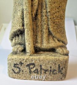 Ancienne rare Statue Sculpture En Pierre Saint Patrick superbe objet de 22 cm
