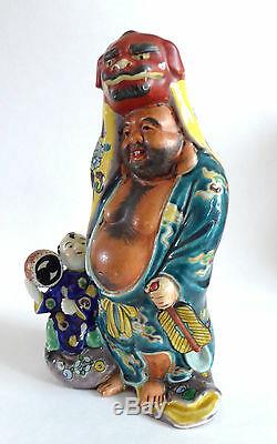 Ancienne sculpture PORCELAINE HOTEI TAIKO ENFANT JAPON début 20ème