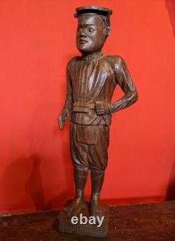 Ancienne sculpture art colon statue bois Indochine art populaire militaria déco