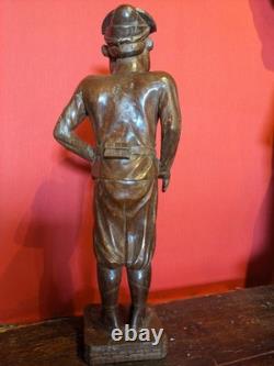 Ancienne sculpture art colon statue bois Indochine art populaire militaria déco