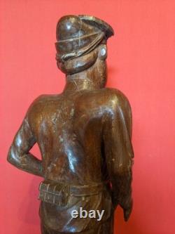 Ancienne sculpture art colon statue bois Indochine art populaire militaria déco