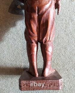 Ancienne sculpture art colon statue bois Indochine art populaire militaria déco