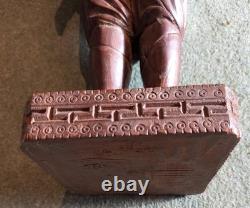 Ancienne sculpture art colon statue bois Indochine art populaire militaria déco