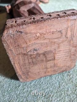 Ancienne sculpture art colon statue bois Indochine art populaire militaria déco