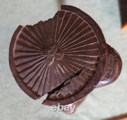 Ancienne sculpture art colon statue bois Indochine art populaire militaria déco