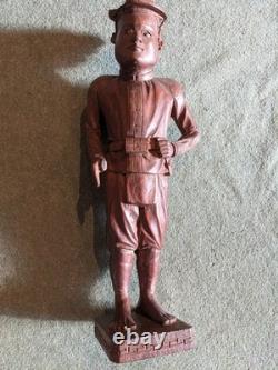 Ancienne sculpture art colon statue bois Indochine art populaire militaria déco