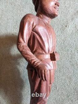 Ancienne sculpture art colon statue bois Indochine art populaire militaria déco