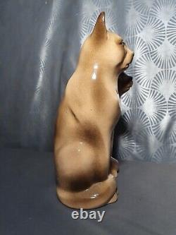 Ancienne sculpture art deco en ceramique signé D. PATRY statuette statue chat