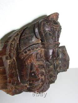 Ancienne sculpture bois tête de cheval