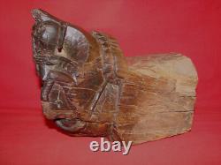 Ancienne sculpture bois tête de cheval