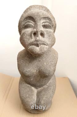 Ancienne sculpture buste vintage africaine Shona en pierre Art africain