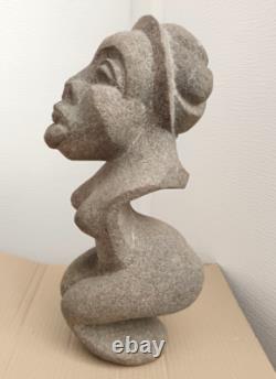Ancienne sculpture buste vintage africaine Shona en pierre Art africain