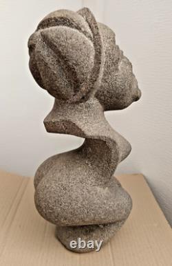 Ancienne sculpture buste vintage africaine Shona en pierre Art africain