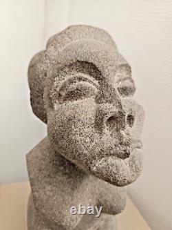 Ancienne sculpture buste vintage africaine Shona en pierre Art africain