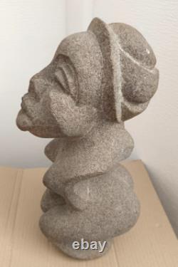 Ancienne sculpture buste vintage africaine Shona en pierre Art africain