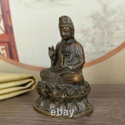 Ancienne sculpture chinoise de Bouddha en bronze, statue d'art asiatique