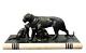 Ancienne Sculpture D'époque Art Déco Panthère Noire Et Ses Petits Iréné Rochard