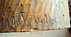 Ancienne sculpture en bois bretonne a l'enfant 19 ème signature à identifier