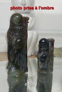 Ancienne sculpture en jade chinois statue de shou lao, Shou xing, dieu longevite