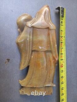 Ancienne sculpture en pierre de lard XIXe. Dieu longévité chinois SHOU LAO