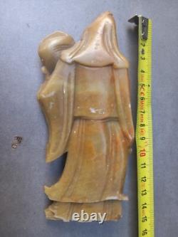 Ancienne sculpture en pierre de lard XIXe. Dieu longévité chinois SHOU LAO