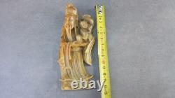 Ancienne sculpture en pierre de lard XIXe. Dieu longévité chinois SHOU LAO