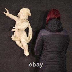 Ancienne sculpture italienne en bois peint statue angelot 18ème siècle art