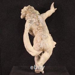 Ancienne sculpture italienne en bois peint statue angelot 18ème siècle art