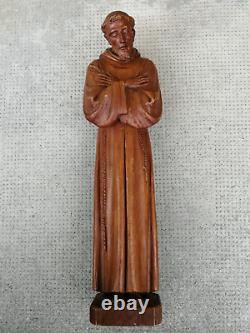 Ancienne sculpture personnage religieux saint carved wood figure eclesiastic