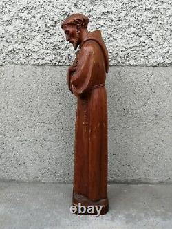 Ancienne sculpture personnage religieux saint carved wood figure eclesiastic
