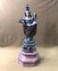Ancienne Sculpture / Statue Vierge &agrave; L'enfant En Bois Polychrome 47,5 Cm Socle