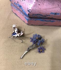 Ancienne sculpture / statue Vierge à l'enfant en bois polychrome 47,5 cm socle