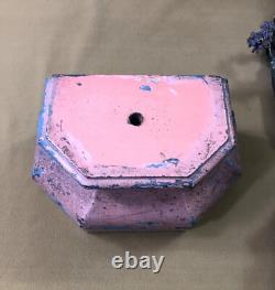 Ancienne sculpture / statue Vierge à l'enfant en bois polychrome 47,5 cm socle