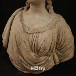 Ancienne sculpture statue buste portrait noble en marbre 700 18ème siècle