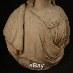 Ancienne sculpture statue buste portrait noble en marbre 700 18ème siècle