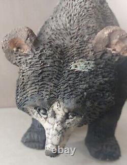 Ancienne sculpture / statue, raku, ours, de François Marquet