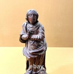 Ancienne sculpture / statue religieuse en bois figurant la VIERGE MARIE 23,5 cm