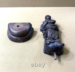 Ancienne sculpture / statue religieuse en bois figurant la VIERGE MARIE 23,5 cm