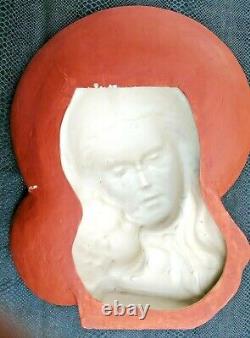 Ancienne sculpture vierge à l'enfant en céramique