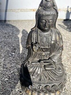 Ancienne statue De Guanyin Bouddha chinoise bronze Old Chinese Antique Asiatique