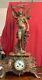 Ancienne Statue Hippolyte Moreau Victoria Fin 19ème Sur Pendule Marbre Moucheté