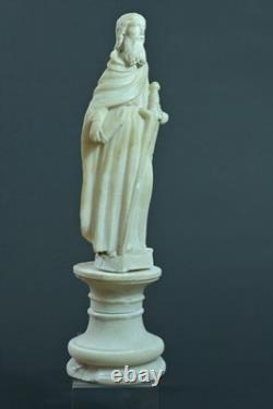 Ancienne statue Saint Paul XVIe albâtre sculpture religieuse Renaissance épée