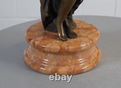 Ancienne statue XXL bronze sculpture femme sur socle marbre signée 13 kg