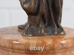 Ancienne statue XXL bronze sculpture femme sur socle marbre signée 13 kg