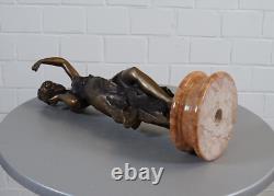 Ancienne statue XXL bronze sculpture femme sur socle marbre signée 13 kg