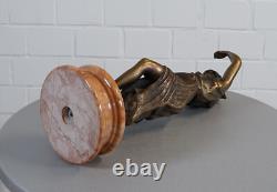 Ancienne statue XXL bronze sculpture femme sur socle marbre signée 13 kg