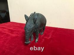 Ancienne statue animalière mâle cochon sculpture laiton bronze vintage déco