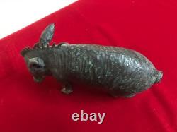 Ancienne statue animalière mâle cochon sculpture laiton bronze vintage déco
