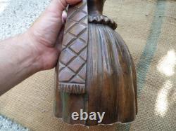 Ancienne statue bois sculpté femme fille bois massif sculpture bois